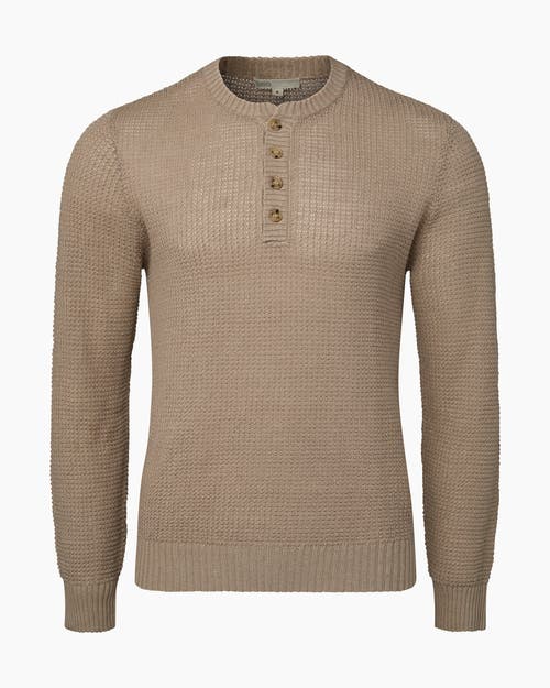 Onia Linen Henley Sweater In Tan