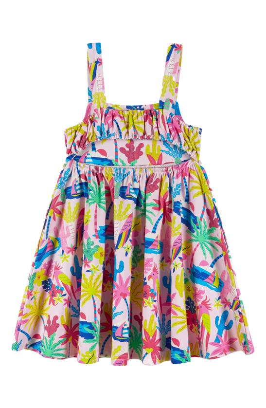 Shop Andy & Evan Kids' Floral Back Cutout Dress In Pink Tropic