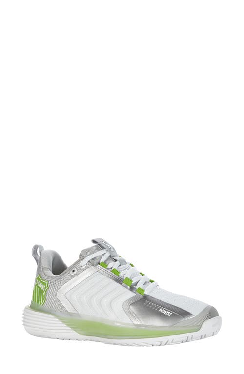 Ultrashot 3 Tennis Shoe in White/grey/silver/lime