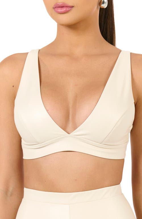 Faux Leather Bra Top in Cream