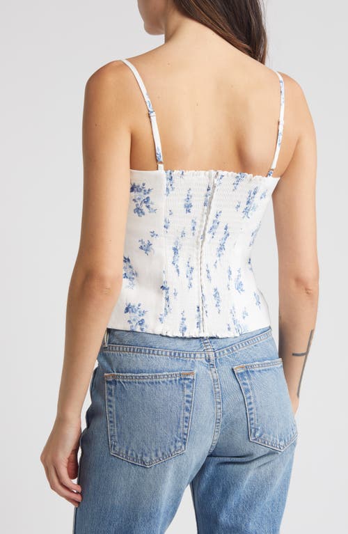 Shop Reformation Overland Floral Linen Camisole In Delicacy