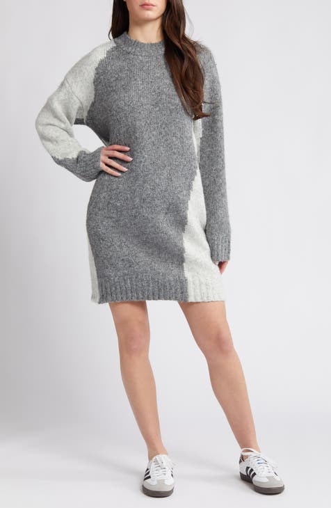 Colorblock Long Sleeve Sweater Dress