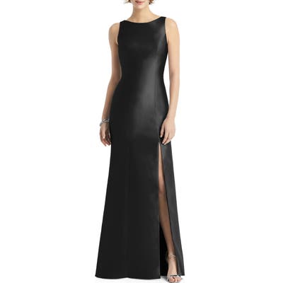 Alfred Sung Bateau Neck Mermaid Gown, Black