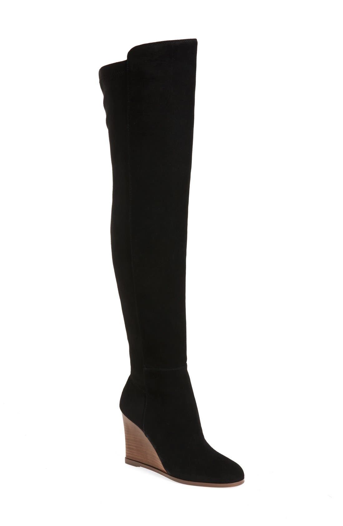 over the knee wedge boots