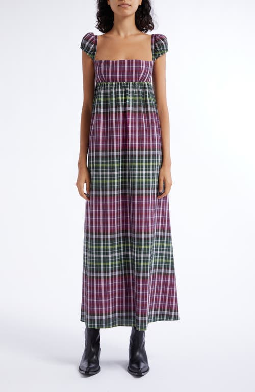 Autumn Adeigbo Verona Plaid Maxi Dress in Purple Multi
