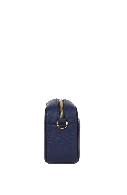 Shop Hyer Goods Upcycled Leather Crossbody Camera Bag In Navy Blue