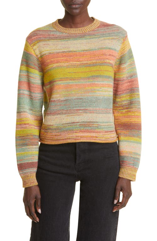 The Elder Statesman Cosmic Stripe Cashmere Sweater in Beige Multi