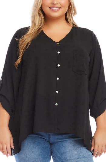 Karen Kane Asymmetric Hem Button Up Top Nordstrom