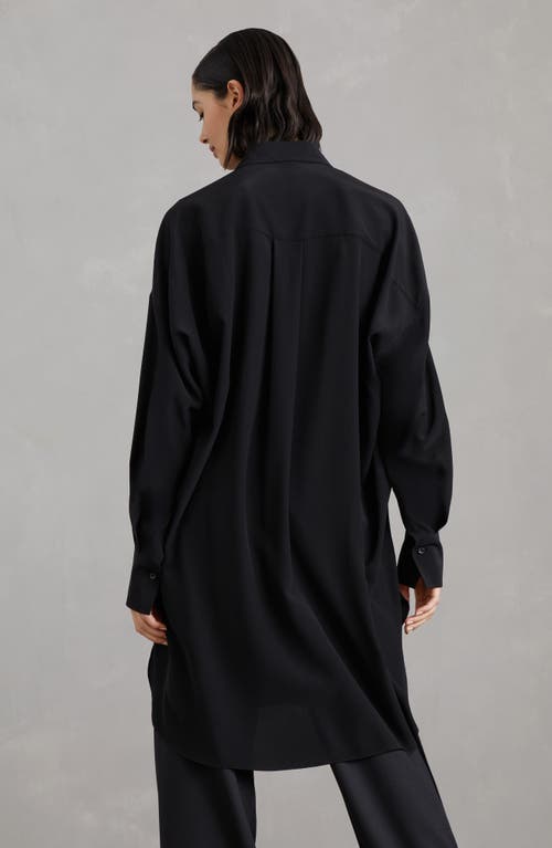 Shop Brunello Cucinelli Crãªpe De Chine Long Shirt In Black