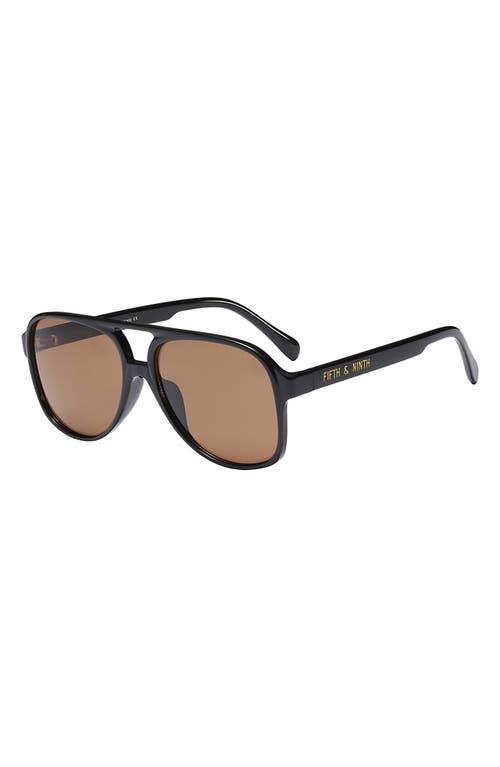 Fifth & Ninth Kingston Aviator 60mm Oval Sunglasses in Brown/Brown