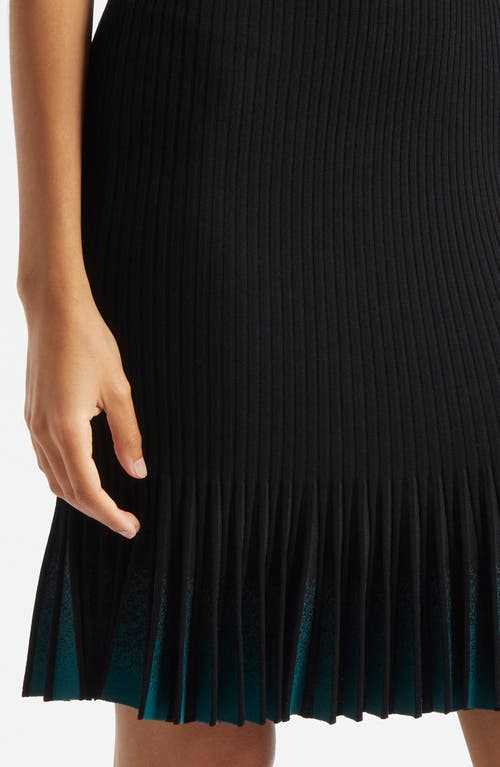 Shop Emporio Armani Pleated Rib Dress In Solid Black