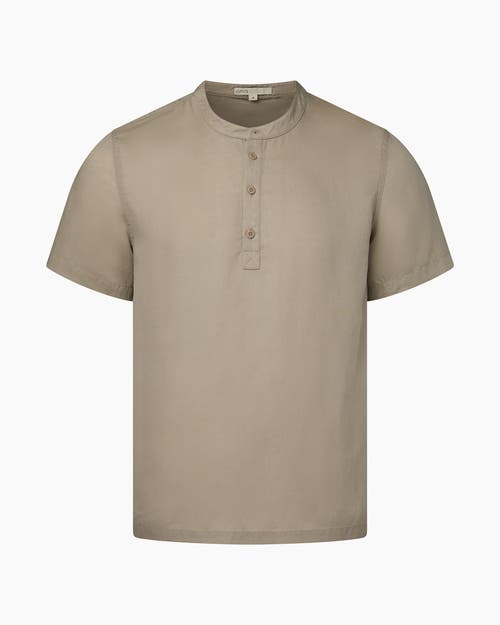 Onia Linen Home Short Sleeve Henley In Cashew