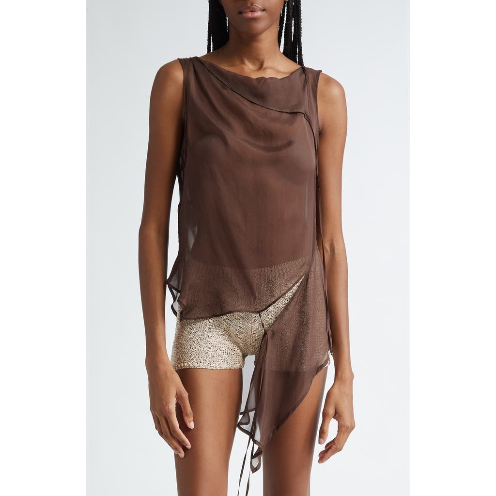 Paloma Wool Sato Asymmetric Silk Top In Brown