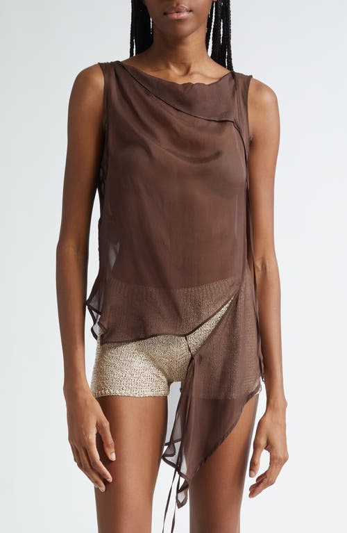 Paloma Wool Sato Asymmetric Silk Top Brown at Nordstrom,