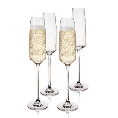 Viski Reserve Julien Crystal Champagne Flutes Set Of 4 In Clear