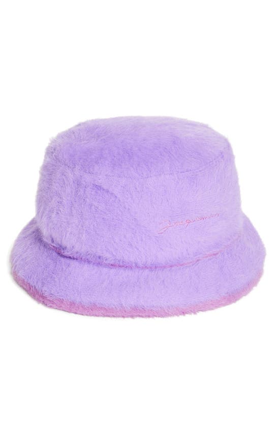 Jacquemus Le Bob Neve Faux Fur Bucket Hat In Purple