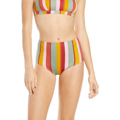 Madewell Second Wave Retro High-Waisted Bikini Bottoms, Coral