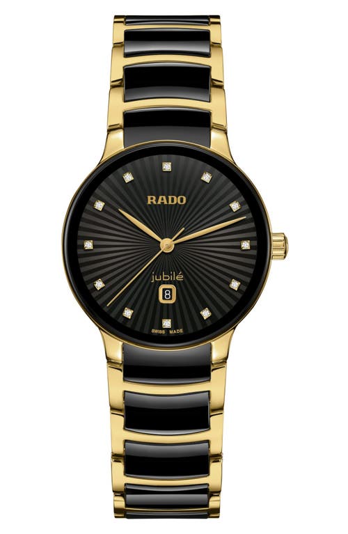 RADO Centrix Diamond Ceramic Bracelet Watch, 30.5mm in Black at Nordstrom