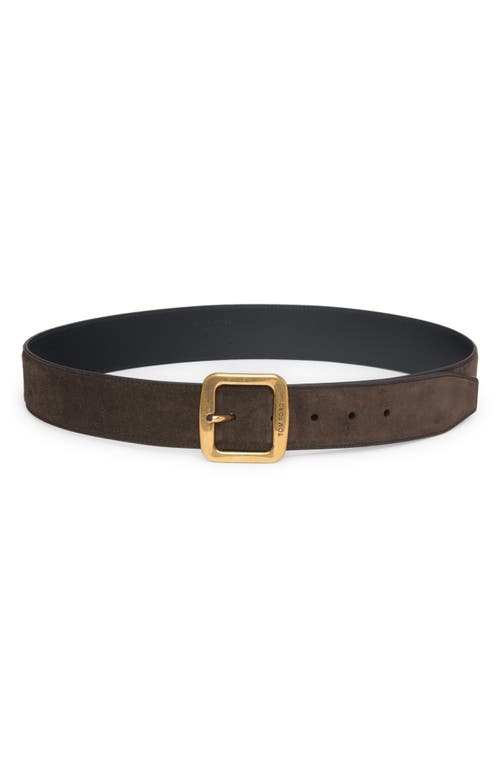 TOM FORD Square Buckle Suede Belt Chocolate at Nordstrom, Eu