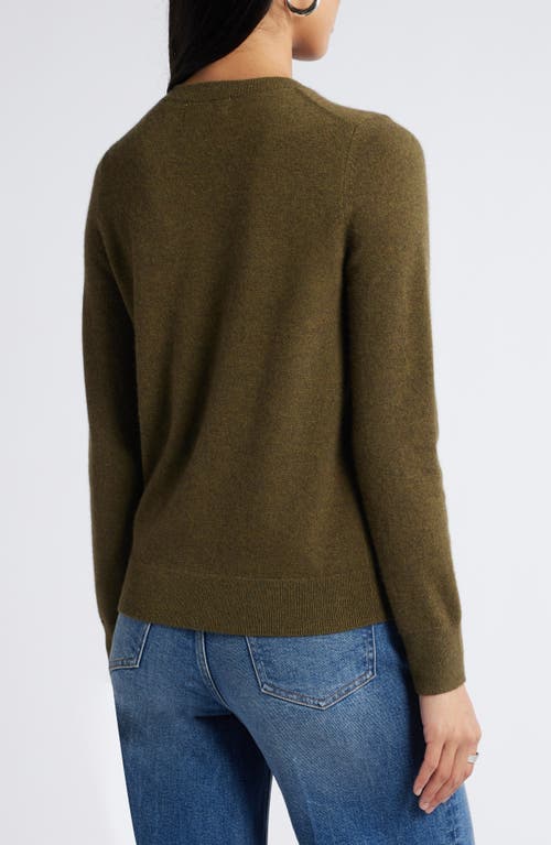 Shop Nordstrom Crewneck Cashmere Sweater In Olive Dark Heather