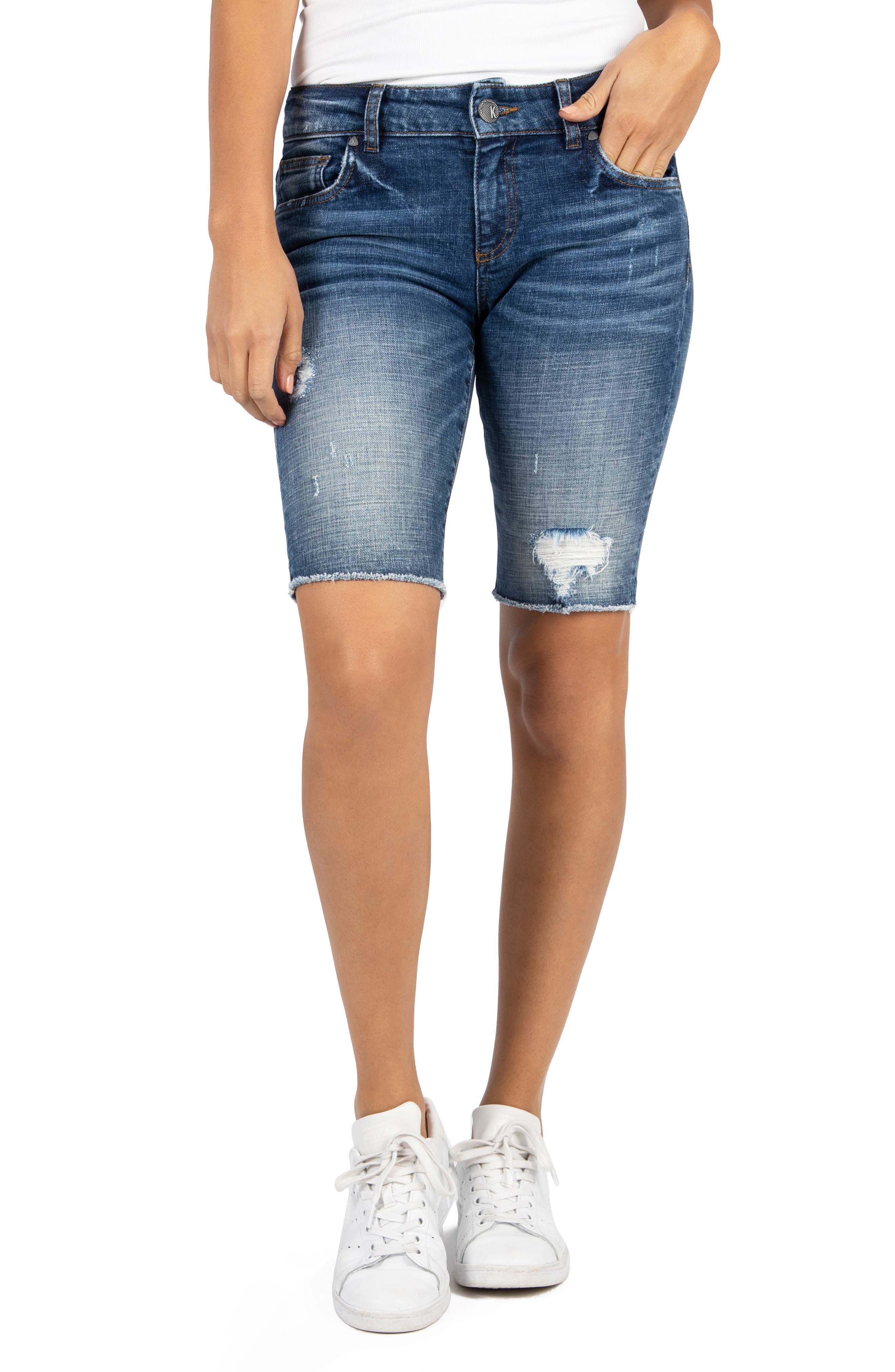 KUT from the Kloth Sophie Distressed Denim Bermuda Shorts Nordstromrack