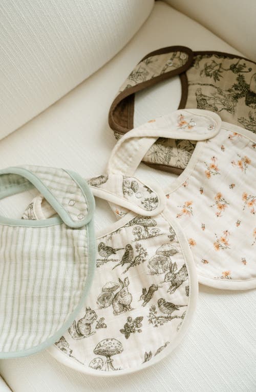 Shop Oilo Assorted 2-pack Organic Cotton Muslin Baby Bibs In Eggshell/sea