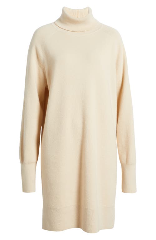 Shop Hugo Boss Boss Felindale Turtleneck Long Sleeve Wool & Cashmere Sweater Dress In Bisque