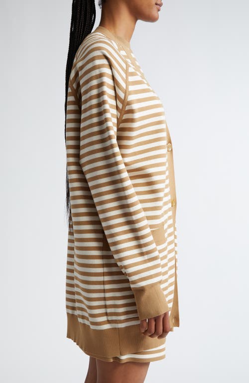 Shop Max Mara Tenore Stripe Long Cardigan In Honey