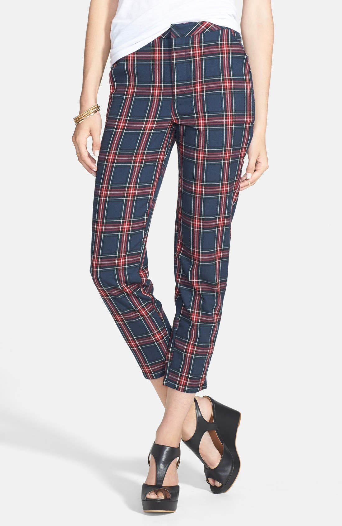 Socialite Plaid Crop Pants (Juniors) Nordstrom