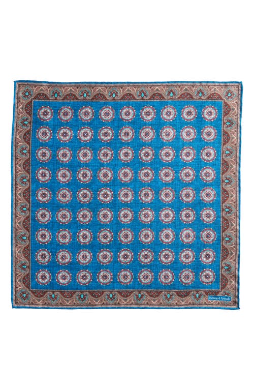 Shop Edward Armah Persian Design Silk Pocket Square In Blue