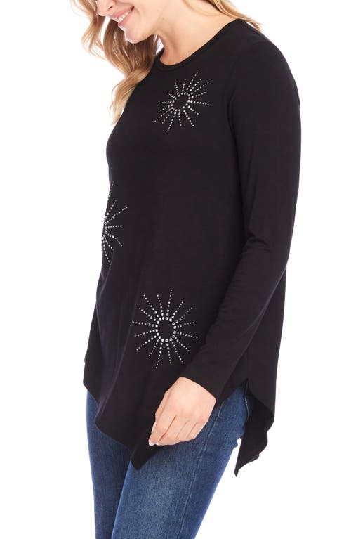 Karen Kane Embellished Sun Asymmetric Hem Top In Black