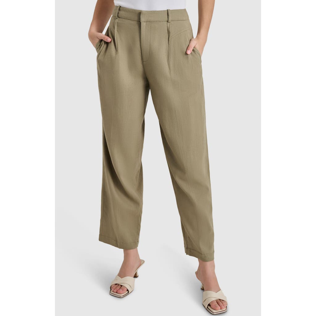 Dkny Pleated Straight Leg Trousers In Green