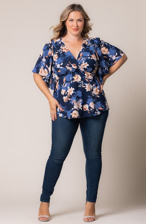 Shop Kiyonna Seaside Serenade Top In Blue Blossom Bliss