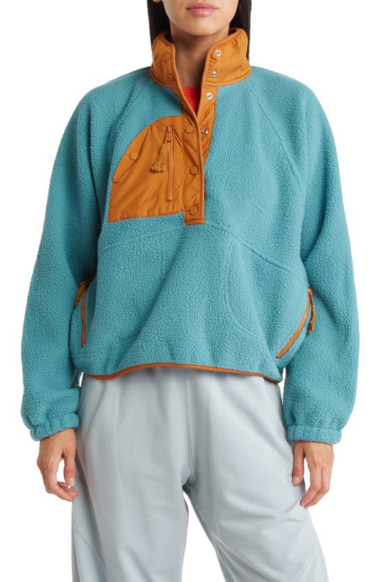 Free People Hit The Slopes Colorblock Pullover In Blue Combo