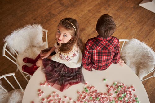 Deux Par Deux Little Girl's Glittering Tulle Skirt Red Plaid In Jester Red