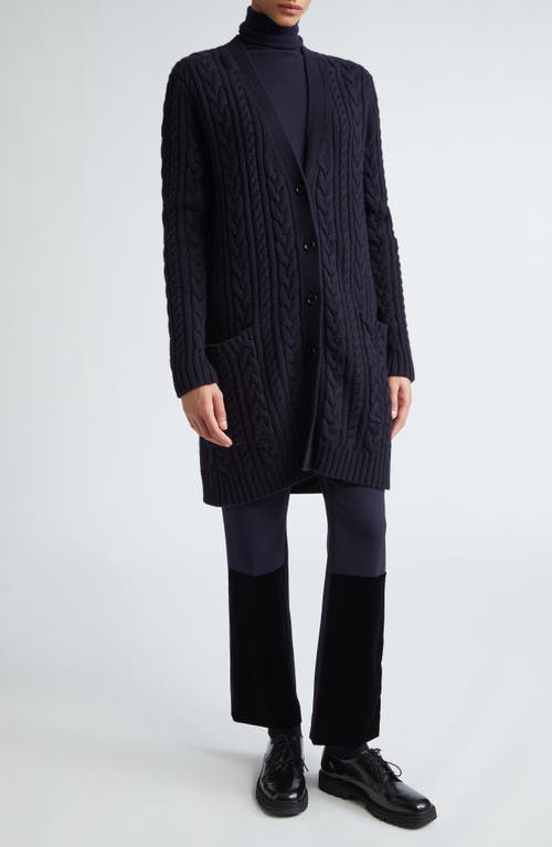 Shop Max Mara Calotta Wool & Cashmere Cable Stitch Long Cardigan In Ultramarine