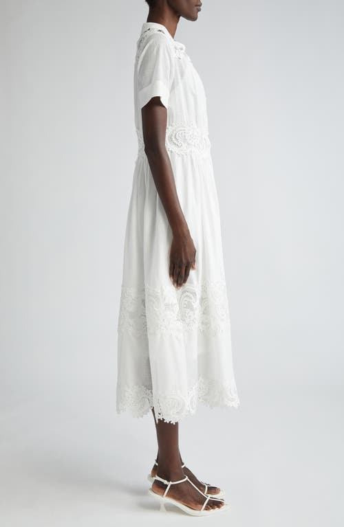 Shop Zimmermann Pop Lace Trim Midi Shirtdress In Ivory