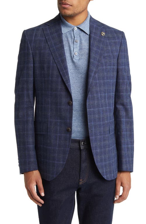 Ted Baker London Ralph Extra Slim Fit Plaid Stretch Wool Blend Sport Coat in Navy