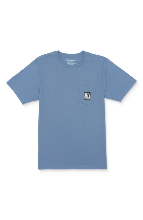 Volcom Fracking Logo Cotton Pocket T-shirt In Blueberry