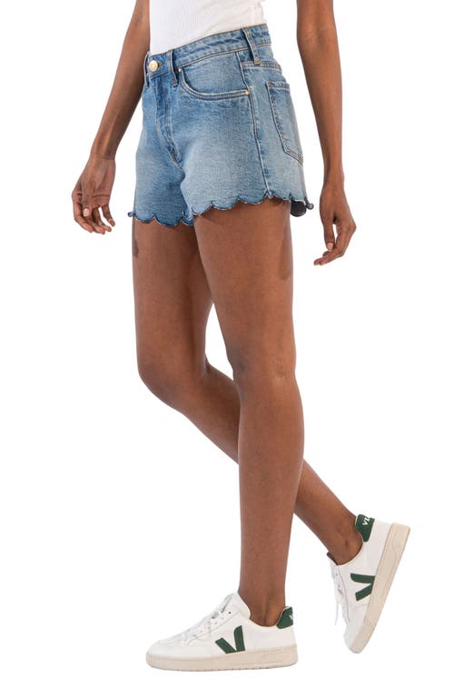 Shop Kut From The Kloth Jane High Waist Scallop Raw Hem Denim Shorts In Brig W/med Base