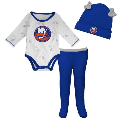 Outerstuff Newborn & Infant White/Royal New York Islanders Dream Team Hat Pants & Bodysuit Set