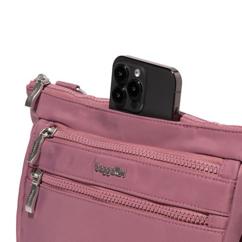 Shop Baggallini Pocket Belt Bag Convertible Crossbody Waist Pack In Mauve Twill