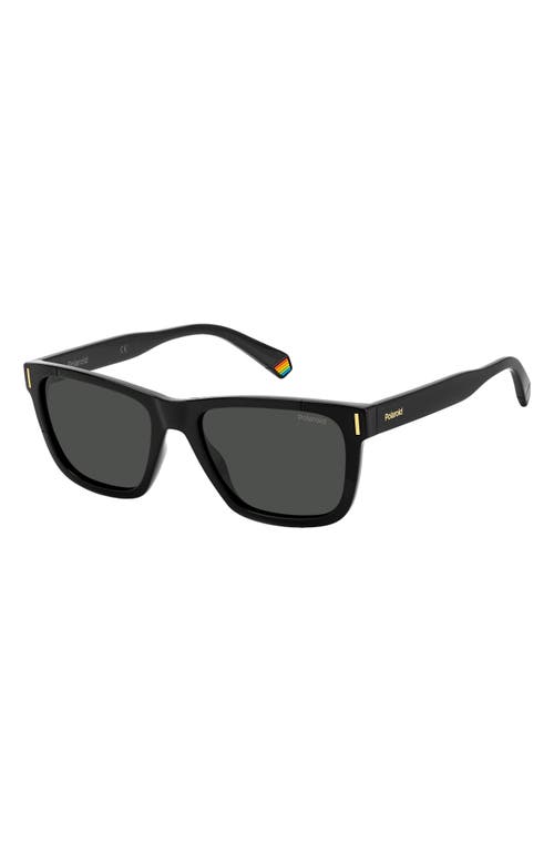 Polaroid 54mm Polarized Square Sunglasse In Black/grey Polarized
