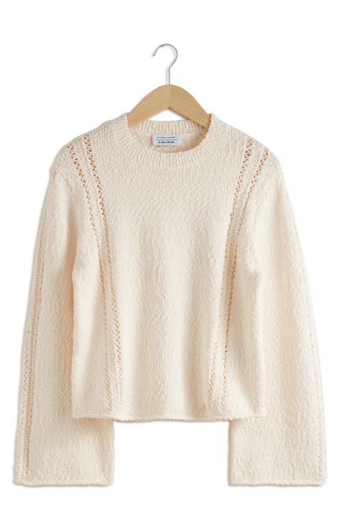 & Other Stories Textured Crewneck Sweater In White