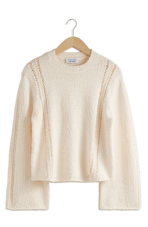 Shop & Other Stories Textured Crewneck Sweater In White Dusty Light