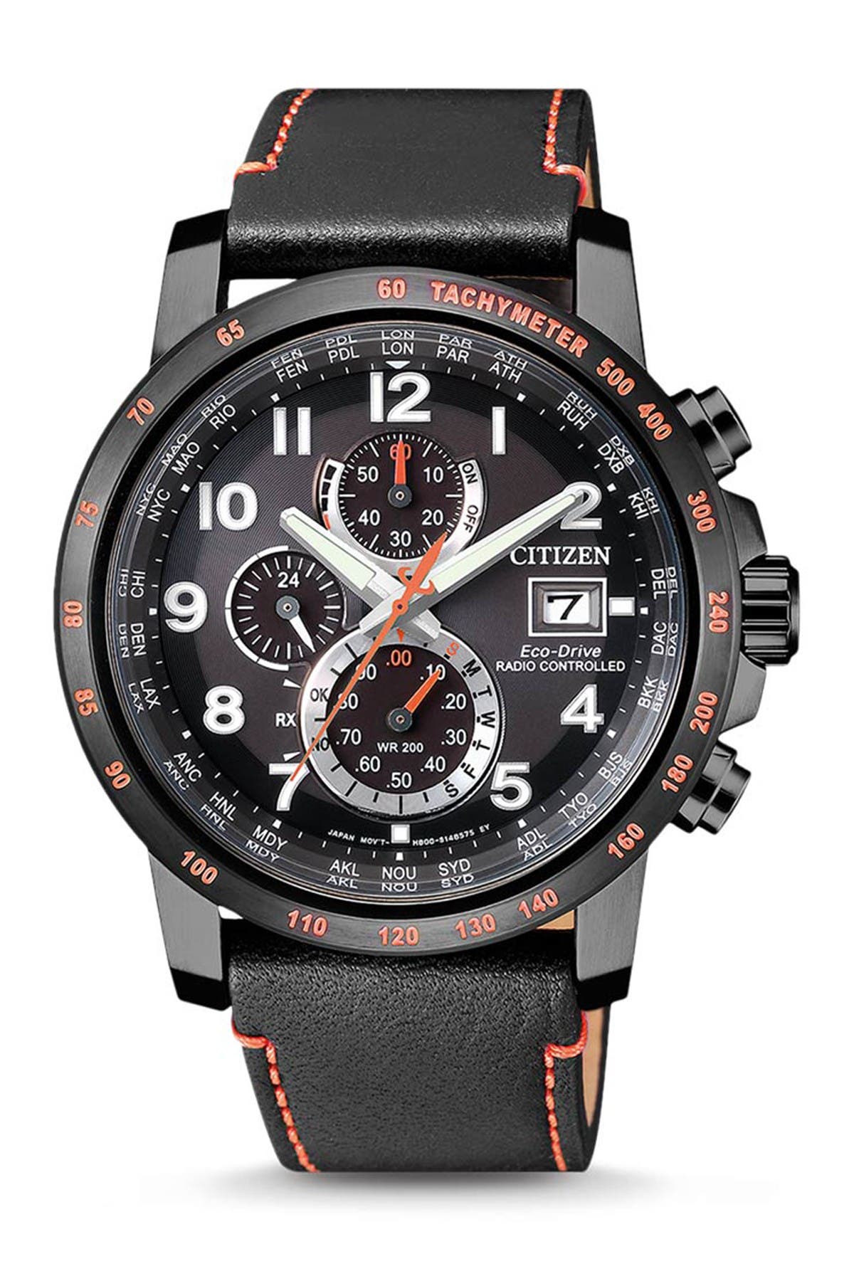 citizen eco drive black leather strap