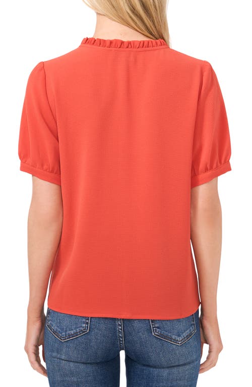 Shop Cece Frill V-neck Button-up Blouse In Chili Orange