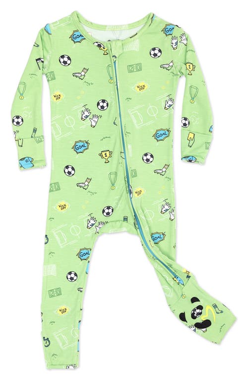 Bellabu Bear Kids' Soccer Convertible Footie Pajamas In Green