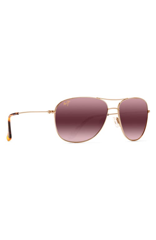 Maui Jim Cliff House 59mm Polarized Aviator Sunglasses In Gold/maui Rose