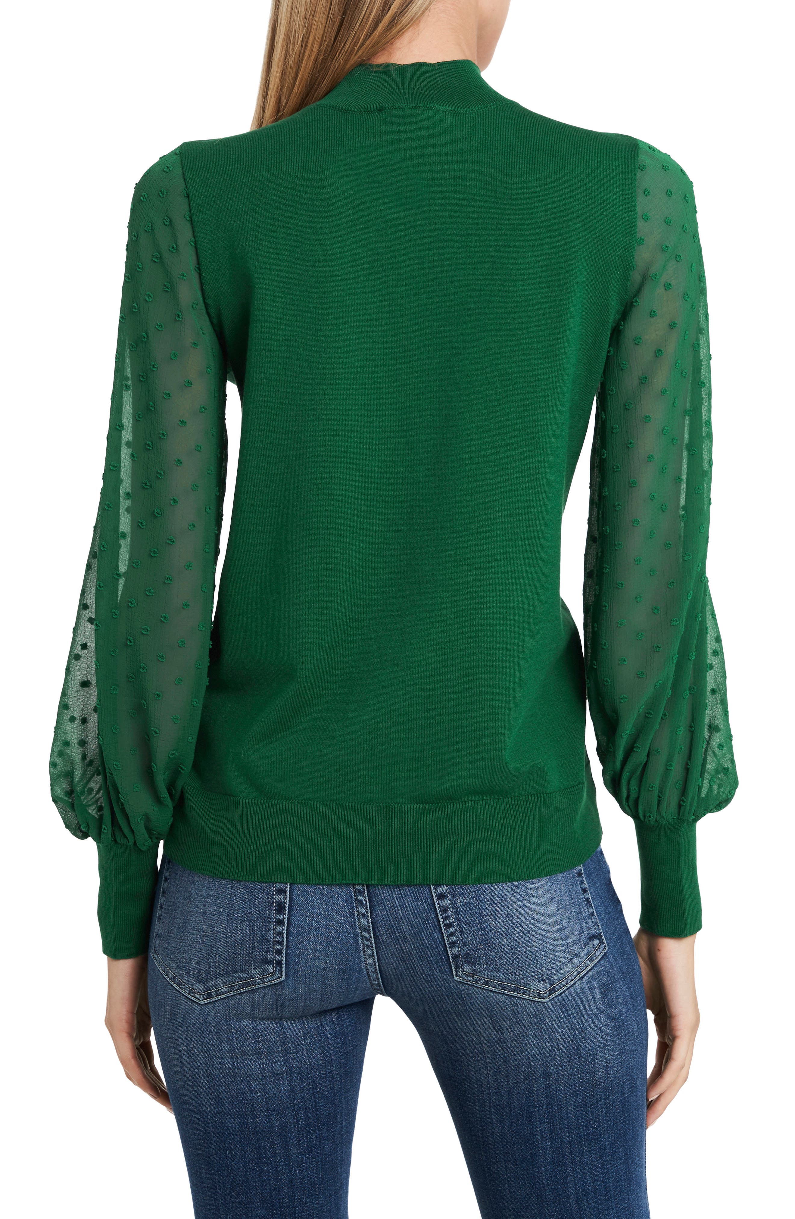 CeCe Clip Dot Sleeve Sweater Nordstrom